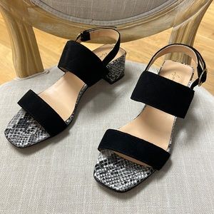 Black Suede  Snakeskin Sandal
